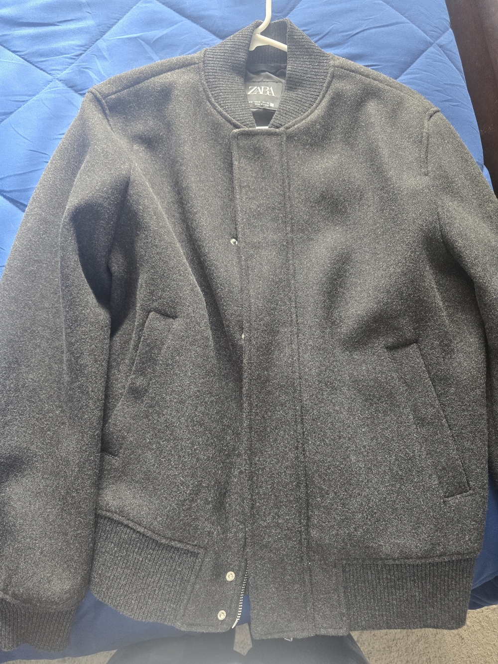 ZARA Men's Dark Charcoal Bomber Jacket